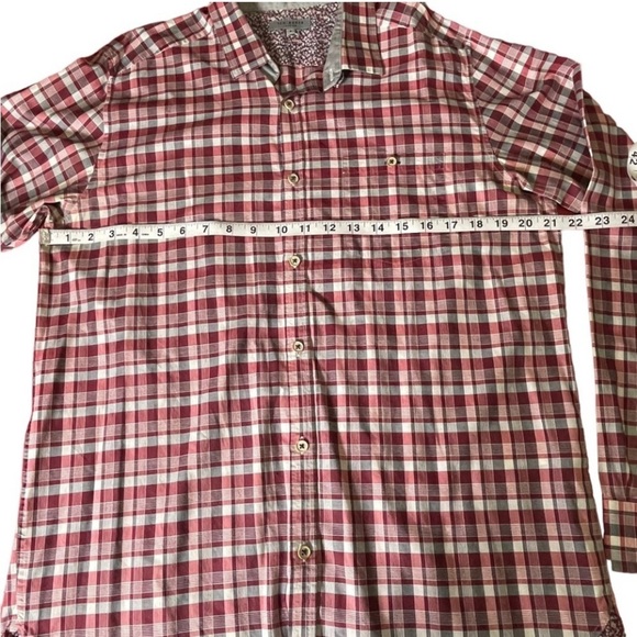 Ted Baker Burgundy/Gray Plaid Check Button Up Business Casual Shirt  Size 5/ XL - Picture 13 of 15